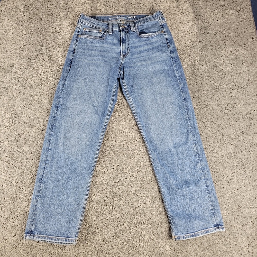 American Eagle Jeans Womens 6S Blue 90s Straight Mid Rise Stretch Denim Whisker
